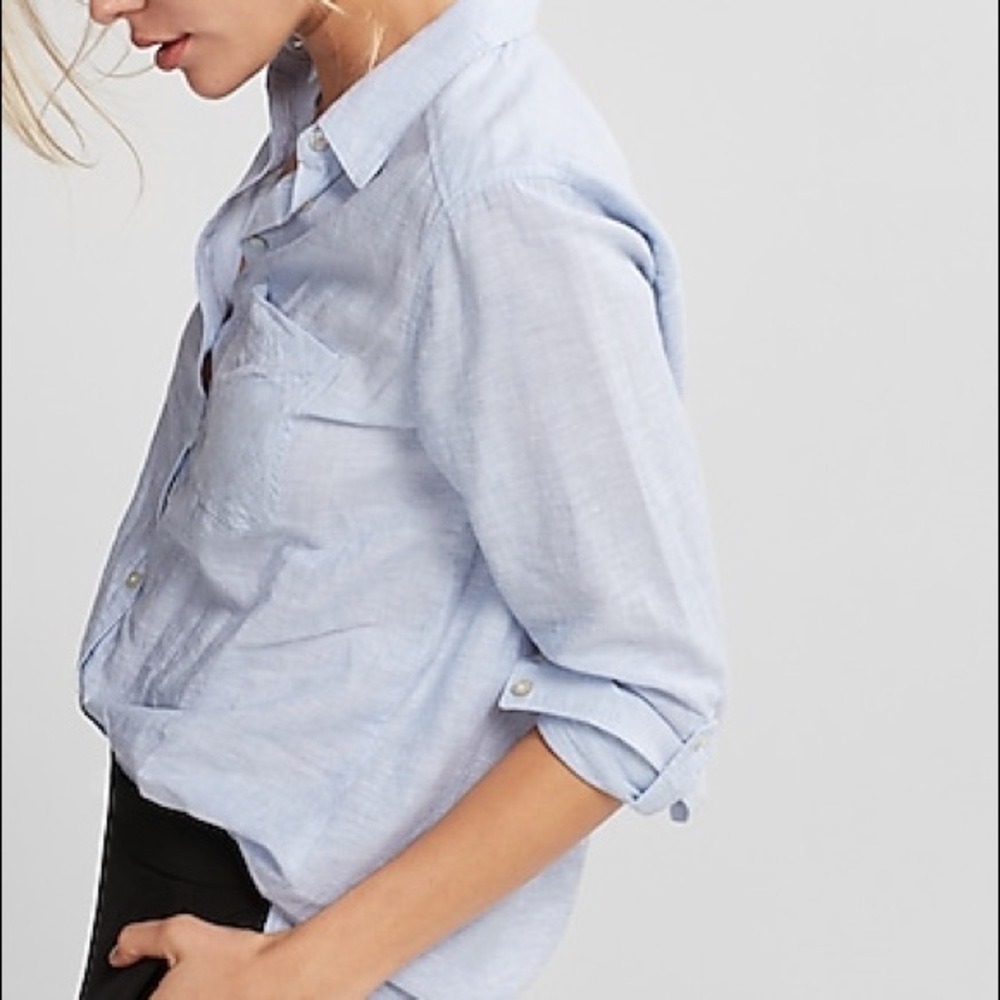 Express thin stripe boyfriend blouse sz M